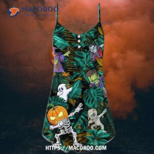 halloween dabbing skeleton zombie style summer dress 3