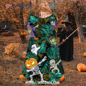 halloween dabbing skeleton zombie style summer dress 4