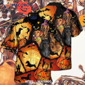 halloween dachshund pumpkin scary hawaiian shirt 2