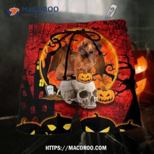 Halloween Dachshund Pumpkin Scary Red Hawaii Shorts