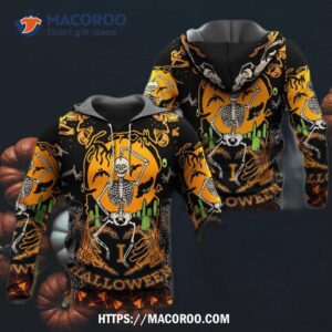 halloween dancing skeleton dark 3d hoodie 2