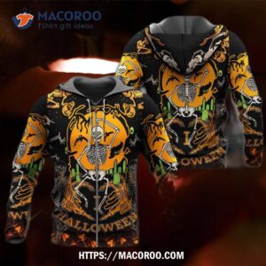 halloween dancing skeleton dark 3d hoodie 3