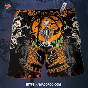 Halloween Dancing Skeleton Scaried Hawaii Shorts