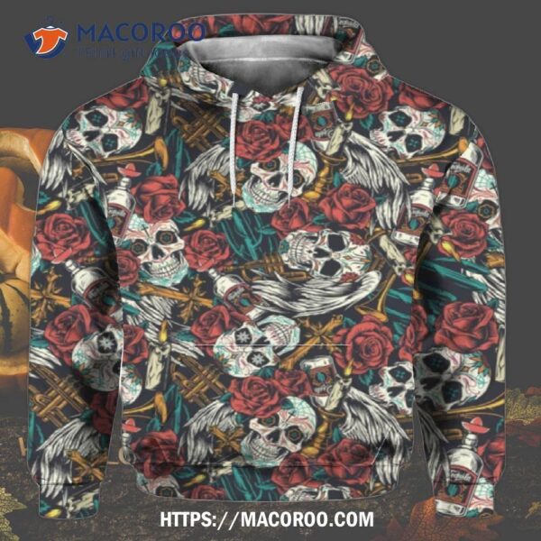 Halloween Day Of The Dead All Over Print 3D Hoodie, Spooky Gifts