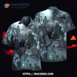 Halloween Death Could Not Hold Him In Tomb With Grey Back Ground Hawaiian Shirt