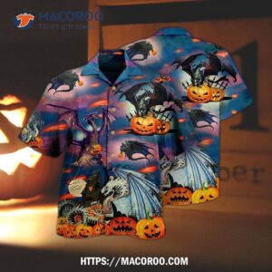 halloween dragon and scaredy hawaiian shirt 1