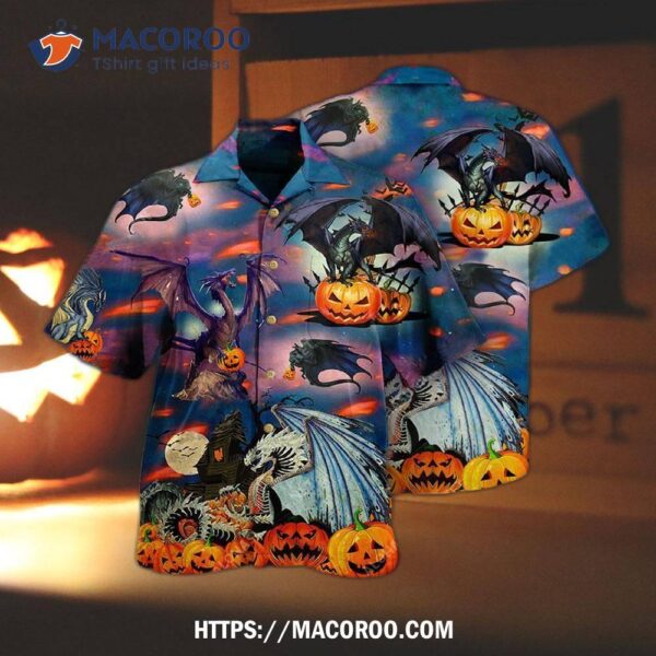 Halloween Dragon And Scaredy Hawaiian Shirt