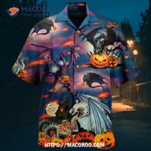 halloween dragon and scaredy hawaiian shirt 2