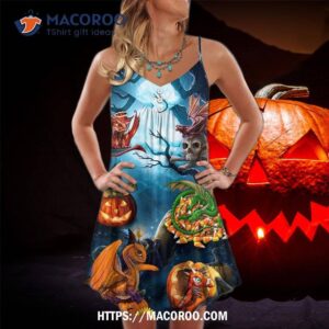 Halloween Dragon Pumpkin Scary Sky Night Summer Dress