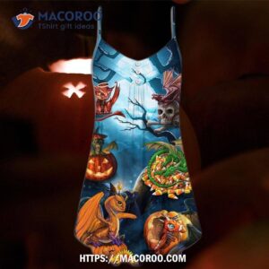 halloween dragon pumpkin scary sky night summer dress 3