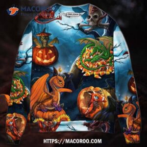 Halloween Dragon Pumpkin Scary Sky Night Sweater