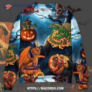 Halloween Dragon Pumpkin Scary Sky Night Sweater