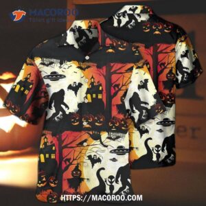 halloween ew people bigfoot ufo hawaiian shirt 2