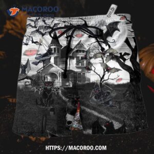 Halloween Flying Cats Hawaii Shorts