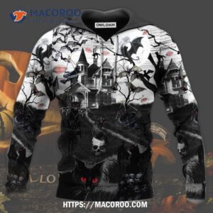 Halloween Flying Cats With Black 3D Hoodie