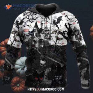 Halloween Flying Cats With Black 3D Hoodie