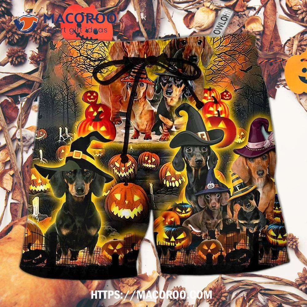Halloween Funny Dachshund Dog Hawaii Shorts Halloween Funny Dachshund Dog Hawaii Shorts
