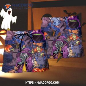 Halloween Funny Witch Pumpkin In The Magic Forest Hawaii Shorts