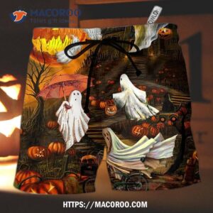 Halloween Ghost Cute With Moon Hawaii Shorts