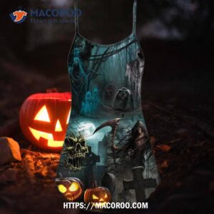 halloween ghost in the dark pumpkin scary summer dress 4