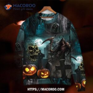 halloween ghost in the dark pumpkin scary sweater 1