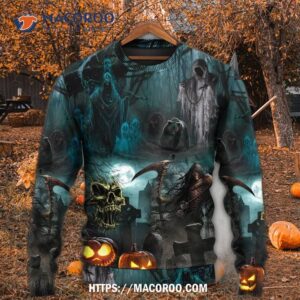 halloween ghost in the dark pumpkin scary sweater 4