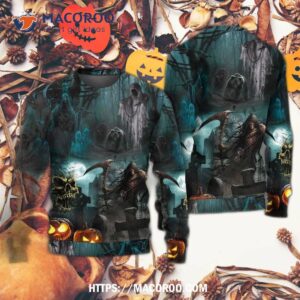 halloween ghost in the dark pumpkin scary sweater 5