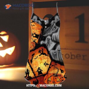 halloween ghost pumpkin scary summer dress 3