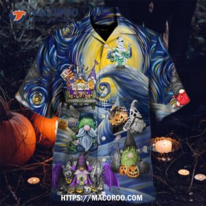 halloween gnome spooky inviting haunted house hawaiian shirt 0