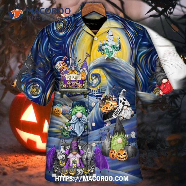 Halloween Gnome Spooky Inviting Haunted House Hawaiian Shirt