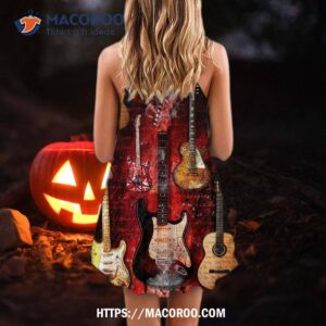 halloween guitar abstract art style summer dress 2