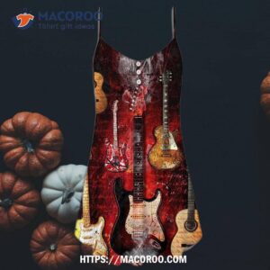 halloween guitar abstract art style summer dress 3