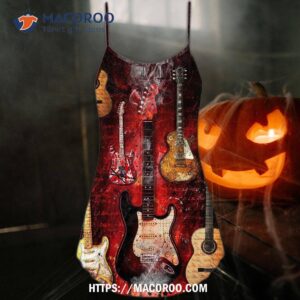 halloween guitar abstract art style summer dress 4