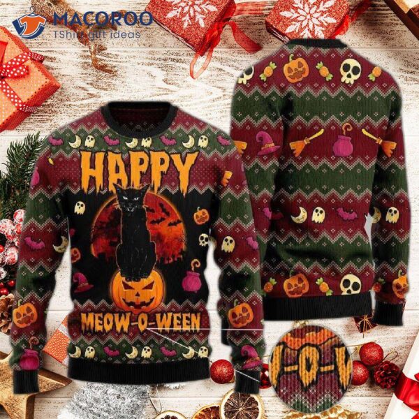 Halloween Happy Cat Ugly Christmas Sweater