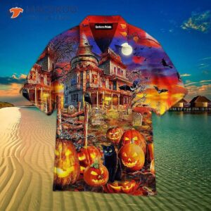 Halloween Haunted House Colorful Hawaiian Shirts