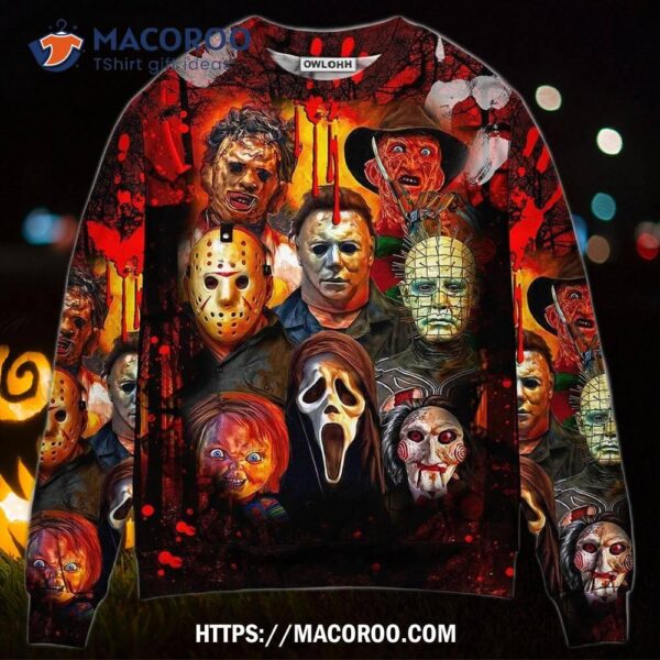 Halloween Horror Movie Characters Blood Scary Sweater