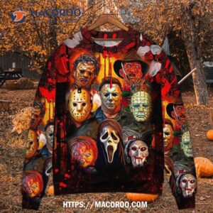 halloween horror movie characters blood scary sweater 1