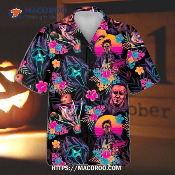 Halloween Horror Movie Retro Flower Tropical Hawaiian Shirt