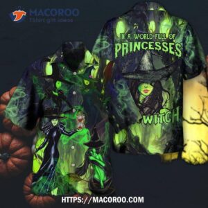 halloween in a world full of princesses be witch hawaiian shirt 2