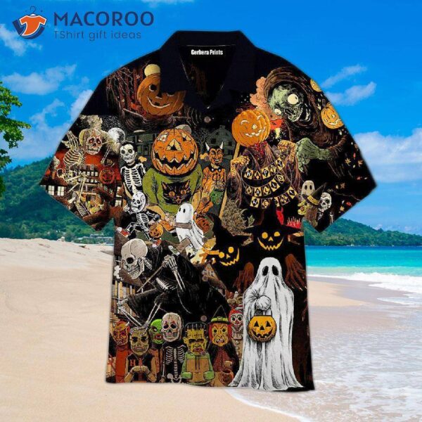 Halloween Is Coming With Ghosts, Pumpkins, Skeletons, And Hawaiian Shirts.