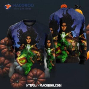 halloween magic witch ghost in the dark forest art ugly christmas sweaters 5