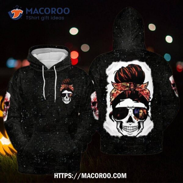 Halloween Mom Skull All Over Print 3D Hoodie, Halloween Gifts For Students