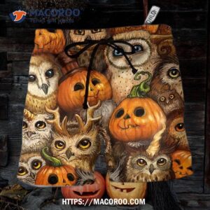 Halloween Owl Pumpkin Pattern Hawaii Shorts