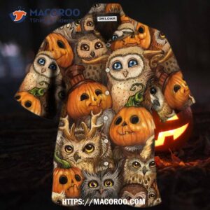 Halloween Owl Pumpkin Pattern Hawaiian Shirt
