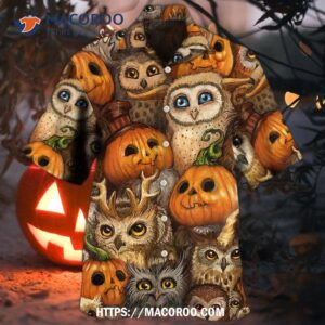 Halloween Owl Pumpkin Pattern Hawaiian Shirt