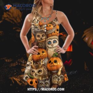 Halloween Owl Pumpkin Pattern Summer Dress