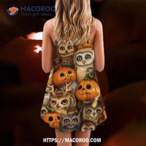 halloween owl pumpkin pattern summer dress 2