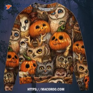 Halloween Owl Pumpkin Pattern Sweater