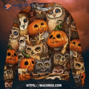 Halloween Owl Pumpkin Pattern Sweater