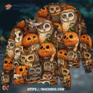 halloween owl pumpkin pattern sweater 2